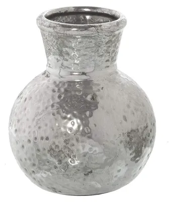 Keramikvase, 11 x 13 cm, silberfarben