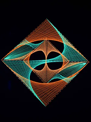 Produktbild von PSYWORK Schwarzlicht 2D StringArt Fadendeko "Neon World", 90cm