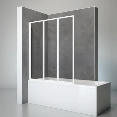 Produktbild von Schulte Badewannenfaltwand 3-teilig, 127 x 140 cm, 3 mm Sicherheitsglas (ESG) Klar hell, Alpinweiß