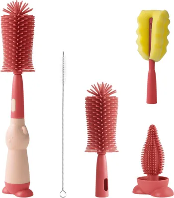 Produktbild von Babyflaschen Bürsten Set 4-in-1, Silikon Flaschenreiniger, BPA-frei, Saugerbürste, 360° Reinigung