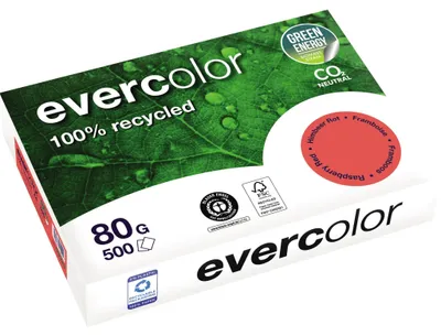 Produktbild von Clairefontaine EverColor rot Recyclingpapier A 4 80 g 500 Bl.
