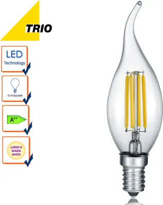 Immagine prodotto di Candela LED FILAMENT, E14, 4 Watt, 400 lumen, 3000 Kelvin, bianco caldo