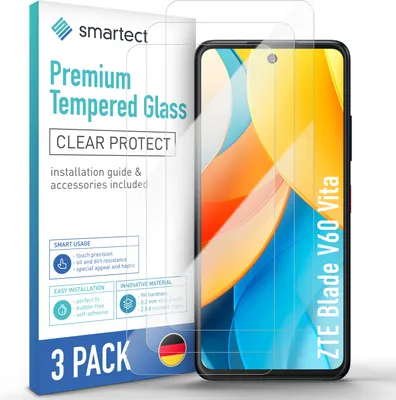 Produktbild von 3x Schutzglas Panzerfolie Klar für ZTE Blade V60 Vita Displayschutz Hartglas