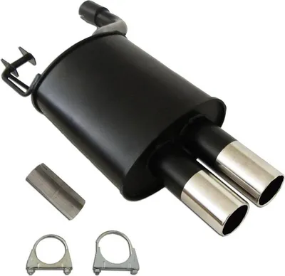 Produktbild von Stahl Sportauspuff Endschalldämpfer BMW E39 2x76 rund Edelstahl Endrohr scharf
