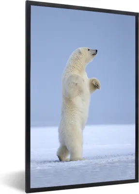 Produktbild von MuchoWow® Gerahmtes Poster Eisbär - Lustig - Schnee - Kinder - Jungen - Mädchen - Kind 20x30 cm - Poster mit Schwarzem Bilderrahmen Wandposter Rahmen Foto Bilder - Drucken - Bilder Poster im Rahmen