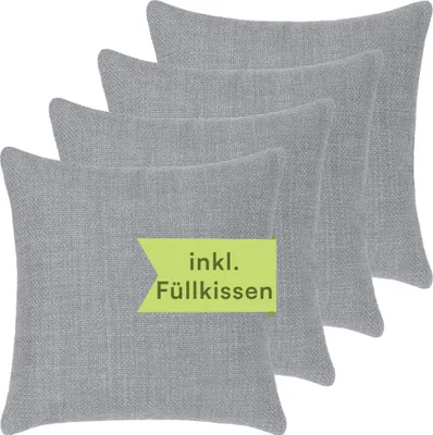 Produktbild von Selfitex Sofakissen, 40x40 4er Set mit Füllung und Bezug, weiche Couchkissen, strukturierter Polsterstoff, inkl. Kissenfüllung, Farbe: Hellgrau