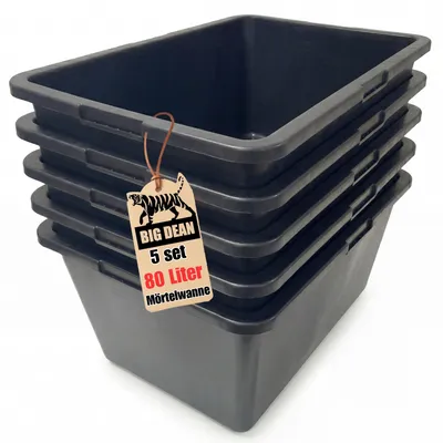 Produktbild von BigDean 5 Stück Mörtelwanne 80 Liter 78x47x30 eckig Europe sehr stabil Pflanztopf Miniteich