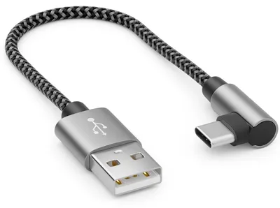Produktbild von deleyCON 0,15m USB-A auf USB-C Kabel 90° gewinkelt