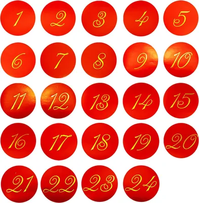 Produktbild von Oblique Unique 24 Adventskalender Sticker Zahlen Aufkleber Weihnachten Basteln Weihnachtsdeko - rot gold