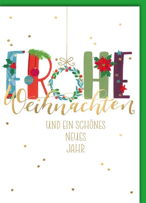 Produktbild von Weihnachten - Karte mit Umschlag - "Frohe" geschmückt
