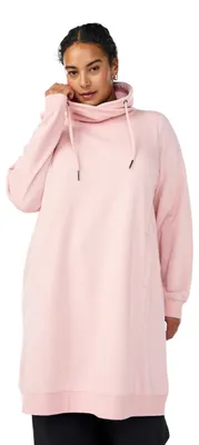 Produktbild von Zizzi Flash Damen Große Größen Sweatshirtkleid Taschen Größen Gr XL Lotus Melang