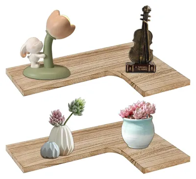 Eckregal aus Massivholz, 2er-Set, 40x30 cm, Wandmontage