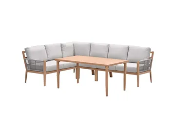 Productafbeelding van Sardinia lounge-diningset - 5-dlg. -  light teaklook - sand - sand