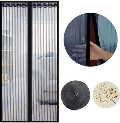 Produktbild von Fliegengitter Tür Insektenschutz 90x210cm, Der Magnetvorhang ist Ideal für die Balkontür, Kellertür Und Terrassentür, Kinderleichte Klebemontage Ohne Bohren (schwarz)