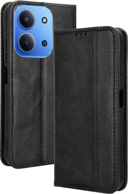 Produktbild von Xiaomi Redmi 15C Hülle - Coverup Vintage Style Klapphülle - Schwarz