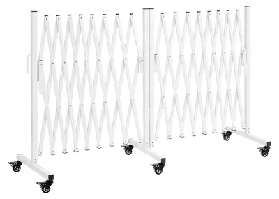 Image de Barrières extensibles doubles, barrière de sécurité extensible de 5,48 m, barrière mobile pivotante de 0 à 180° avec roulettes verrouillables, barrière de sécurité pliable et portable pour terrasses, jardins et escaliers