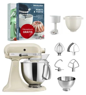 Produktbild von KitchenAid 4,8 L 5KSM175 Artisan Küchenmaschine Breadlover mit Getreidemühlenvorsatz + Brotbackschüssel Creme