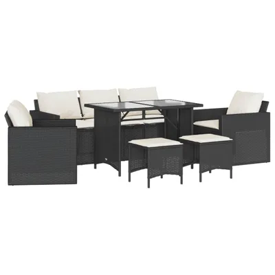 Produktbild von 6-tlg. Garten-Sofagarnitur mit Kissen Schwarz Poly Rattan