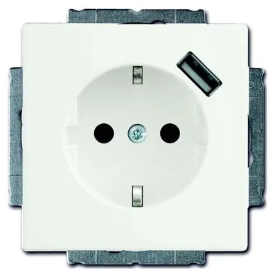 Productafbeelding van Busch-Jaeger 20 EUCBUSB-884, CEE 7/3 + USB, 2P+E, Wit, IP20, 250 V, 16 A