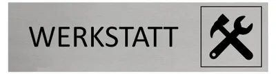 Produktbild von CombiCraft Aluminium Türschild Werkstatt 165x45mm mit 3M-Tape zur Befestigung, einfache Kennzeichnung von Räumen und Bereichen