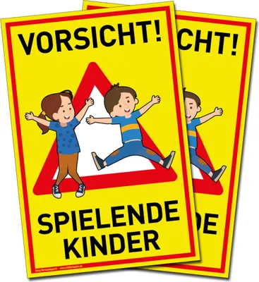 Produktbild von 2 Schilder Vorsicht! Spielende Kinder | PVC 20 x 30 cm | Achtung Spielplatz |...