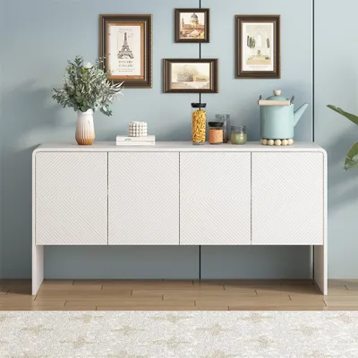 Produktbild von Sideboard Minimalistischer Stil Großer Stauraum Sideboard mit 4 Türen und Rückstoßvorrichtung für Wohnzimmer und Eingangsbereich