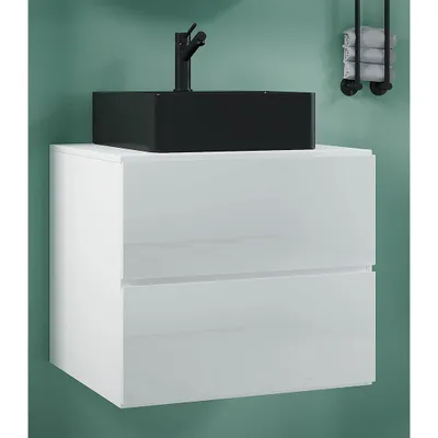 Produktbild von VCM 2-tlg. Waschplatz Waschtisch | schwarzes Waschbecken Unterschrank Breite 60 cm |  Badmöbel Set mit Schubladen | Lendas S BL