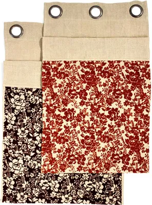 Immagine prodotto di Tenda 100% lino con occhielli floreali marroni 140x250