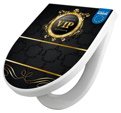 Zdjęcie produktu dla Deska sedesowa z mechanizmem powolnego opadania, kształt D, wzór VIP [TDW3 10216]