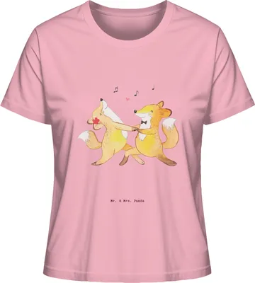 Produktbild von Mr. & Mrs. Panda Damen T-Shirt Füchse Salsa tanzen Größe S - Baumwolle Pink - Geschenk, Sommershirt, Oberteil, Shirt, Tanzschule, Tanzkurs