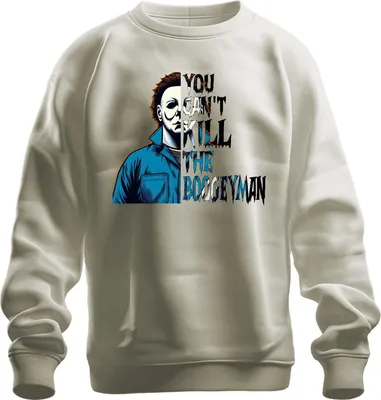 Produktbild von Boogeyman Halloween Spruch Mörder Horror Slasher Maske Retro Uni Sweatshirt Pullover, Natur, XXL