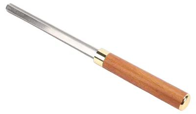 Produktbild von Gitarren-Bundfeile mit Holzgriff, 3-Schlitz-Design, Stahlkörper – zur Reparatur und Pflege von Gitarren- und Bassbünden – Werkzeug für Gitarrenbauer