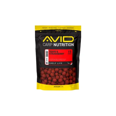 Produktbild von Avid Squid & Strawberry Boilies 15mm 1 kg Lockfutter AO650064