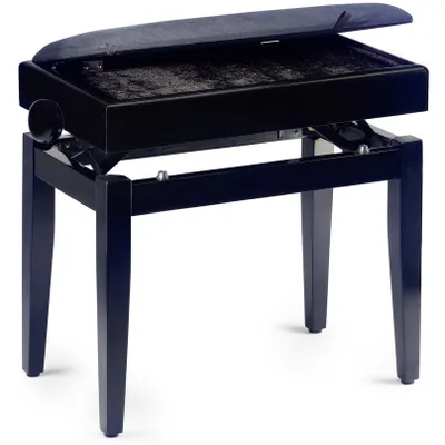 Produktbild von Stagg Klavierbank mit Notenfach in Schwarz matt mit schwarzem Stoff...