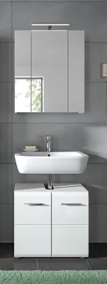 Immagine prodotto di Set di mobili da bagno 2 pezzi Ice in bianco lucido Combinazione bagno 105 x 185 cm