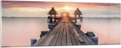 Produktbild von Bilder auf glas - Einteilig - Brücke Holz Spaziergang - 90x30cm - Glasbilder - Wandbilder - Bilder - zum Aufhängen bereit - Wanddekoration aus Glas - Glas Bilder - Wandbild auf Glas - GAB90x30-4916
