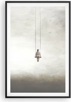 Produktbild von Gerahmtes Poster - Schwarzer Rahmen - Schwingen rein Wolken - 61x91,5 cm - Wand Bild - Wanddeko - Wandbilder - Kunstposter - Wandposter - Bilderrahmen - Bilder - Kunstdruck - P2BPA61x91-4875