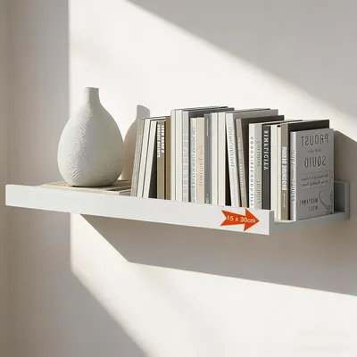 Obrázok produktu pre Nástenná polica 30 x 15 cm, biela, smrekové drevo, do obývacej izby