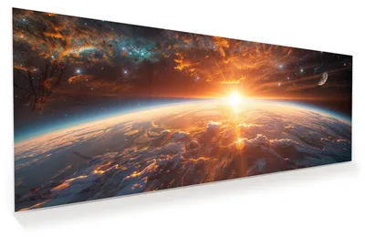 Produktbild von Glasbild 150x60cm in XXL für Wohnzimmer, Schlafzimmer Motiv Sonnenaufgang Erde