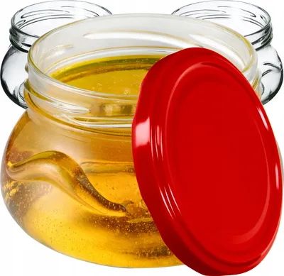 Obrázek produktu pro KADAX zavařovací sklenice s víčkem "Raja", zavařovací sklenice, 300 ml, 10 kusů, červené víčko