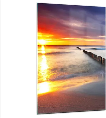 Produktbild von Bilder auf glas - Einteilig - Meer Küste Strand Sonnenaufgang - 80x120cm - Glasbilder - Wandbilder - Bilder - Wanddekoration aus Glas - Glas Bilder - Wandbild auf Glas - GPA80x120-2781