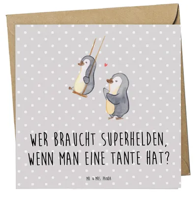 Produktbild von Mr. & Mrs. Panda Deluxe Karte Lieblings-Tante - Grau Pastell - Geschenk, Dankeschön, Jubiläen, Unterstützung, Lebenshilfe, faltkarte, Heldin, doppelkarte, anlasskarte