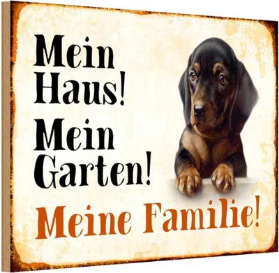 Produktbild von vianmo Holzschild 12x18 cm Hund Dackel mein Haus Garten Familie Tier Haustier