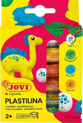 Produktbild von JOVI - Plastalina Modelliermasse 15gr, Standardfarben, sortiert, Karton mit 6 Stück