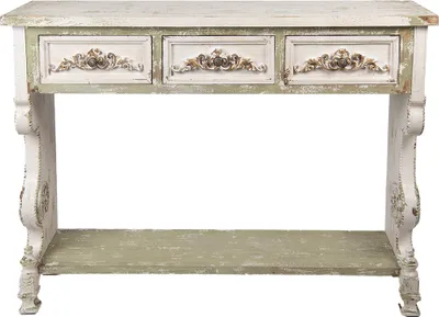 Productafbeelding van Clayre & Eef bijzettafel, 129x36x99 cm, wit, groen, hout