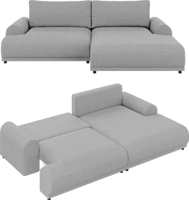 Obrázek produktu pro Rohová rozkládací pohovka s funkcí spaní lůžko L-couch rohové pravé bouclé šedé / 21029