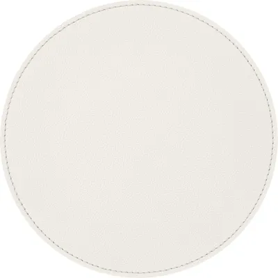 Produktbild von Mauspad Rund Echtes Leder Weiß cm 23x23 - Mousepad Handwerkliche Nähte - Hergestellt in Italien
