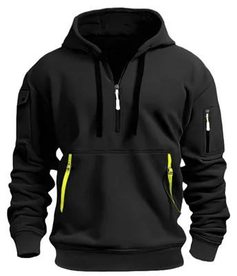 Zdjęcie produktu dla Bluza Sweatjack z kapturem - Luźna bluza z kapturem dla mężczyzn - Czarna