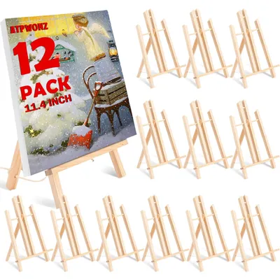 12er-Set Holzstaffeleien, 30x17 cm, Tischstaffelei zum Malen
