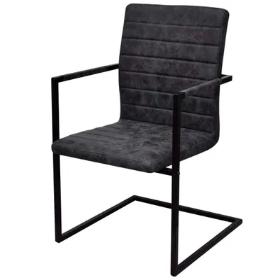 Image de vidaXL Chaise cantilever 4 pièces noir similicuir